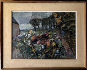 Agnes van den Brandeler - Bloemenveld - Gouache, Ingelijst kopen? Bied vanaf 280!