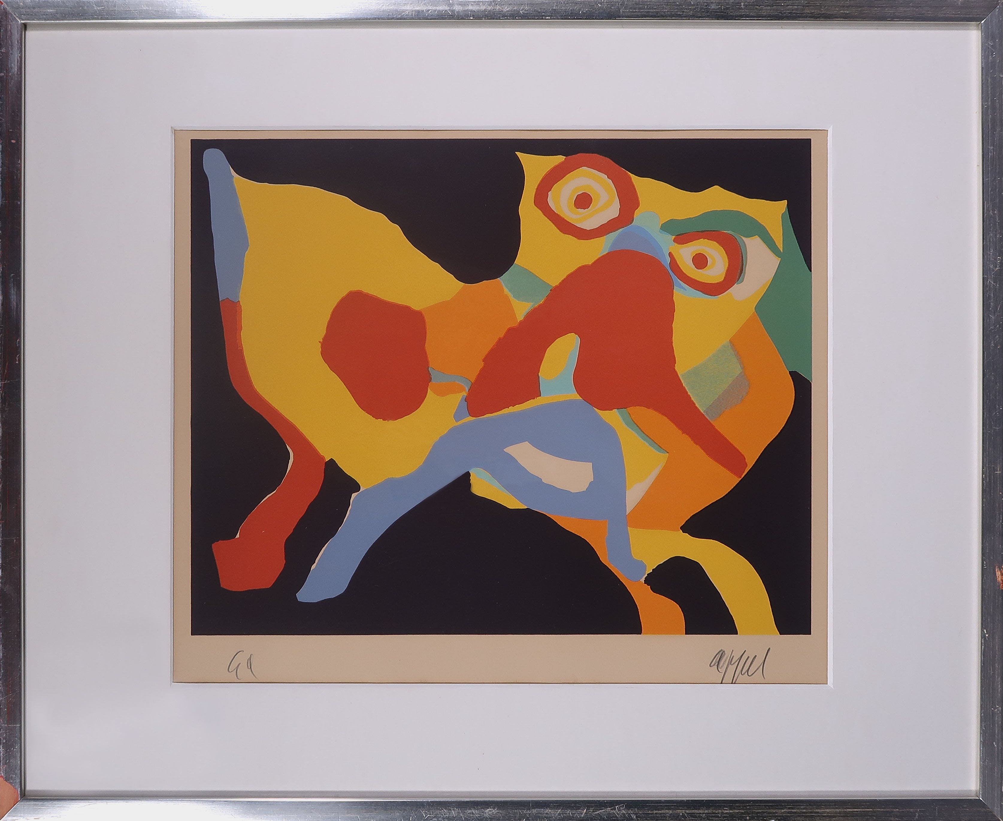 Karel Appel - Zeefdruk, Beast - Ingelijst verkocht voor € 500!