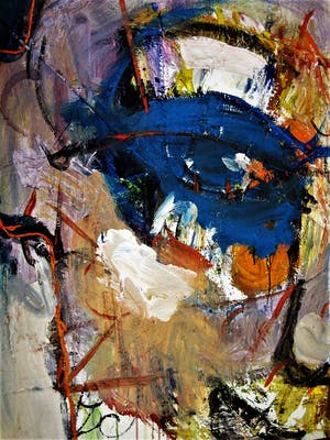 Niet of onleesbaar gesigneerd - Collectie Aat Veldhoen - Olieverf e.a. - (zelf) portret met grote mond - kopen? Bied vanaf 1!