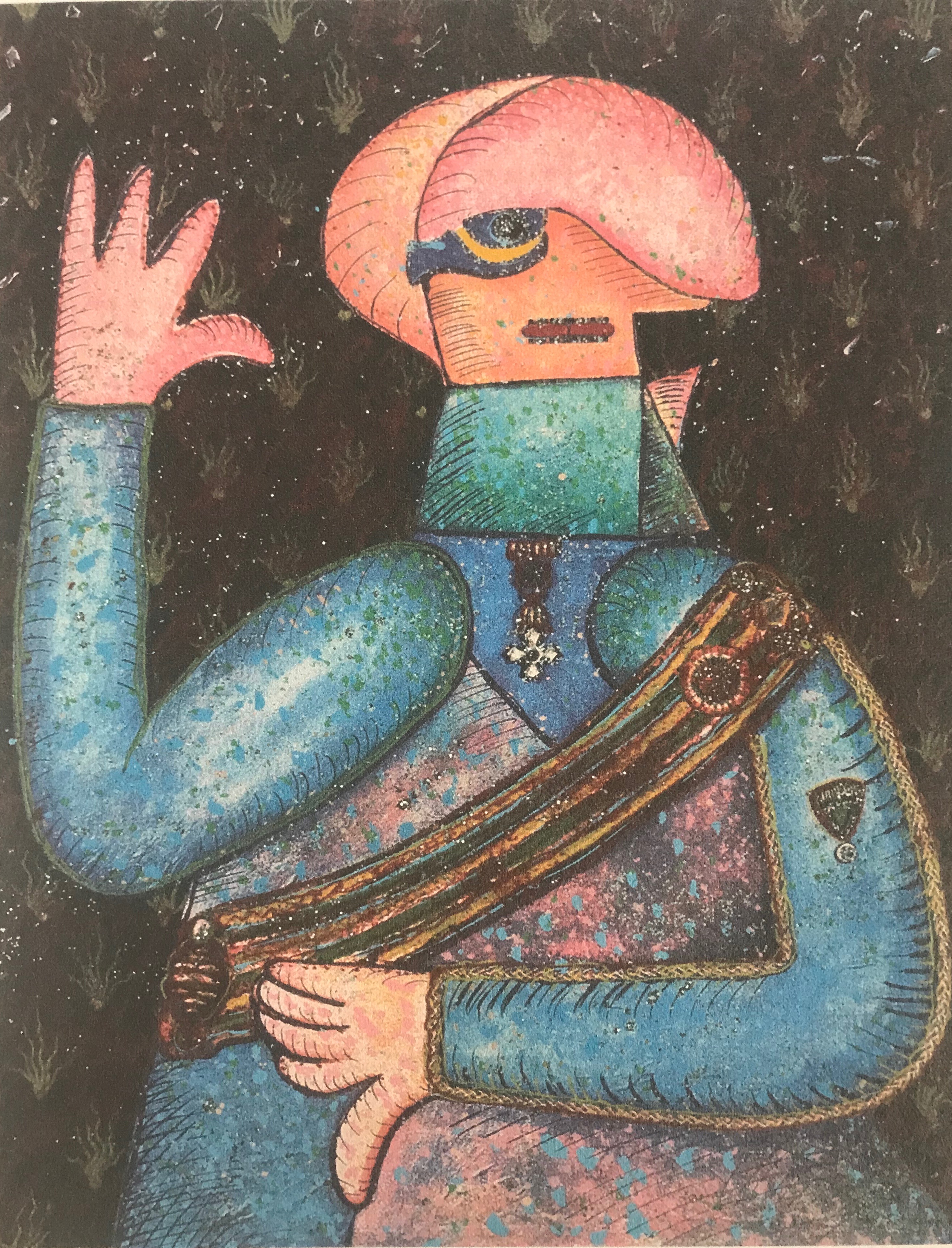 Enrico Baj - Kleurenlitho - Zonder Titel - Gesigneerd - Oplage 150  verkocht voor € 125!