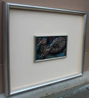 Corneille - Gepolychromeerde reliëf, in zilver: Vliegende vogel kopen? Bied vanaf 299!