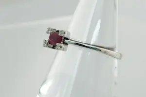 54 - 14 karaat wit gouden ring met diamant gezet met ca  0.04 crt briljant kopen? Bied vanaf 170!