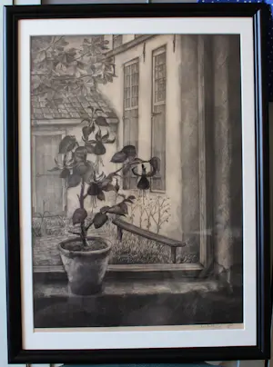 Aart van Dobbenburgh - Z.t. (Fuchsia in vensterbank) kopen? Bied vanaf 75!