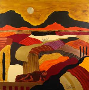 Ronald Boonacker - Acryl op doek, Landschap (Groot) verkocht voor € 300!