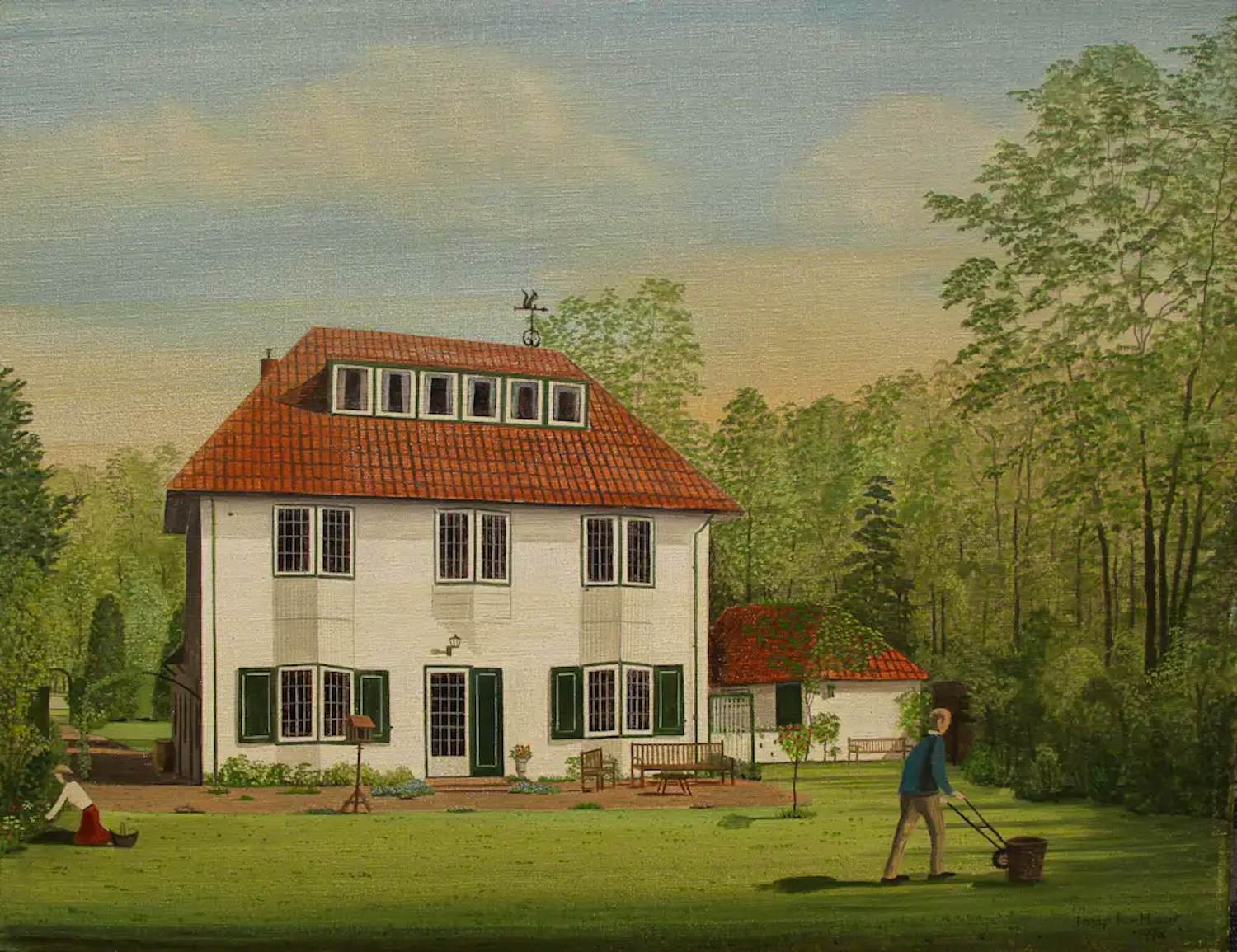 Buy Jaap ter Haar - olieverf op doek: gezicht op Eikenlaan 40, Hilversum? Bid from 1995!