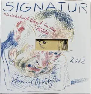 Johannes Grützke - "Die Wahrheit liegt in der Mitte" Signatur 2002 kopen? Bied vanaf 150!