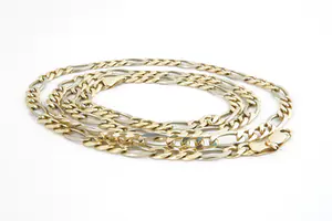86 - Lang (70cm!) bicolor 14Krt gouden Figaro collier - herenmodel - gekeurd kopen? Bied vanaf 760!