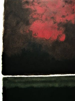 Niet of onleesbaar gesigneerd - Fascinerende Gouache "Rode Lucht boven lage Horizon" gesigneerd 1992 kopen? Bied vanaf 10!