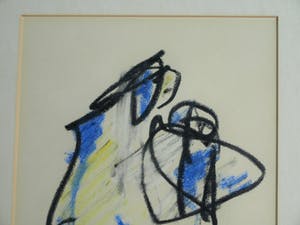 Anton Heyboer - Pastel, “Moeder en kind” – gesigneerd & ingelijst kopen? Bied vanaf 1!