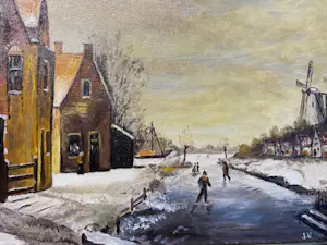 Niet of onleesbaar gesigneerd - schaatsen op de sloot kopen? Bied vanaf 1!