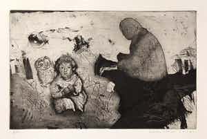 Simon Koene - Vrouw met kind en uil verkocht voor € 25!