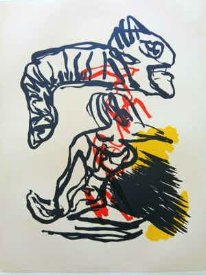 Karel Appel - LOS PAJAROS / AQUATINT-KLEURETS / EAU-FORTE COLORE / 76x56cm / SIG verkocht voor € 535!