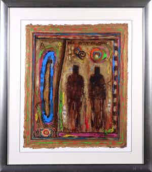 Eric Toebosch - Gemengde techniek op papier, Zonder Titel 5 - Ingelijst verkocht voor € 35!