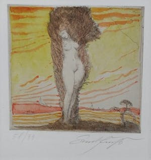 Ernst Fuchs - Daphne - Ets met aquarel - 1973(!) kopen? Bied vanaf 150!
