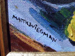 Matthieu Wiegman - Bloemenstilleven met fles en fruit - Bergense School kopen? Bied vanaf 450!