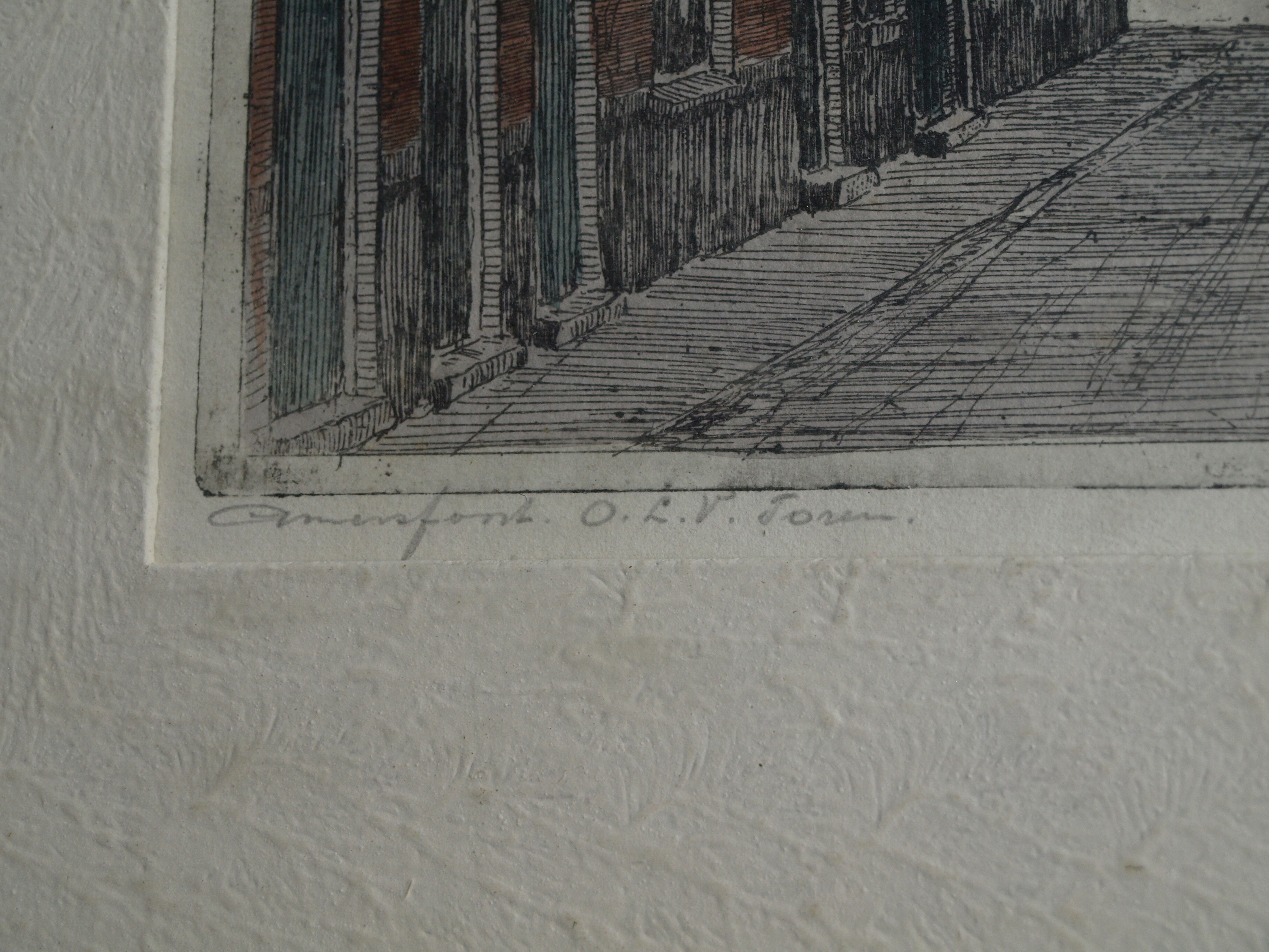 Marius Johannes Janssen - Ets , Onze Lieve Vrouwetoren Amersfoort – Gesigneerd en ingelijst – ca 1935 kopen? Bied vanaf 30!