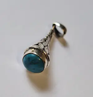 Nieuwe zilveren Byzantijnse Bungel hanger, met Turquoise kopen? Bied vanaf 65!