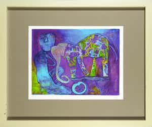 Shahid Parvez - Zeefdruk, Zonder titel - Ingelijst verkocht voor € 35!