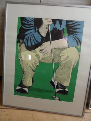 Niet of onleesbaar gesigneerd - Zeefdruk, Golfer. kopen? Bied vanaf 1!
