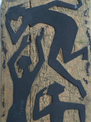 Klaas Pijlman - Houtreliëf / stempel , “Figuren” – ca 1975 kopen? Bied vanaf 1!