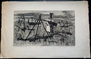 Jos van den Berg - Ets: Vogelverschrikker - 1963 kopen? Bied vanaf 39!