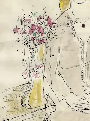 Corneille - Portret met bloemenboeket, 1945 kopen? Bied vanaf 1850!