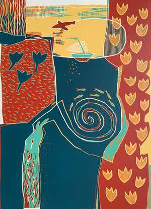 Diana van Hal - kleurenzeefdruk | 'Onderweg' | 1995 verkocht voor € 50!