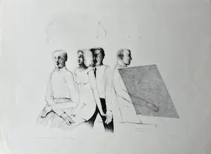 Kees Spermon - Gesigneerde litho - "Conversation piece grey" - 90/190 - 1973 kopen? Bied vanaf 45!