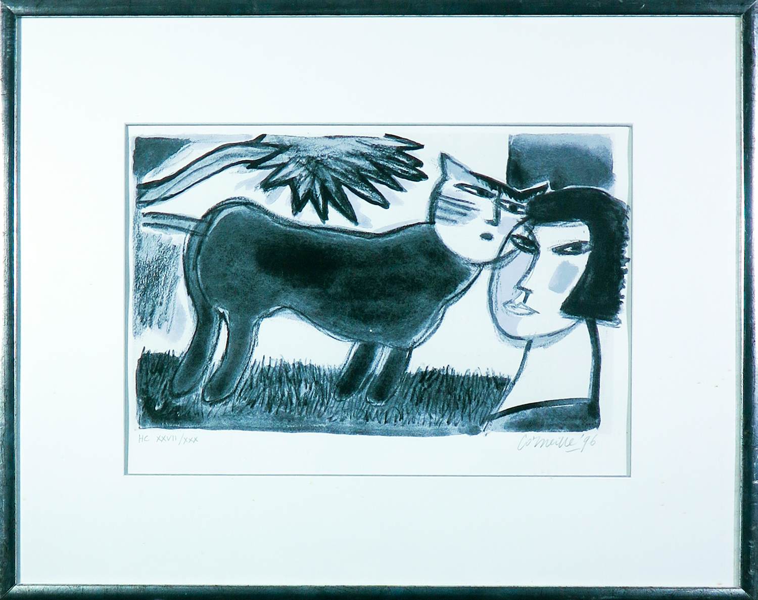 Corneille - Zeefdruk, Zonder titel, Ingelijst. verkocht voor € 150!