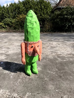 Peter Bastiaanssen - Groene Houten Kabouter Beeld kopen? Bied vanaf 1!