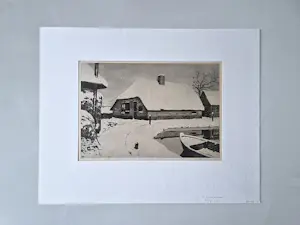 Hendrikus IJkelenstam - sfeervolle Ets - circa 1930 - winters landschap met boerderij" gesigneerd kopen? Bied vanaf 29!
