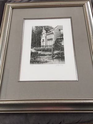 Jef Van Grieken - Zicht op villa (Keerbergen?), de omringende natuur en water. kopen? Bied vanaf 50!