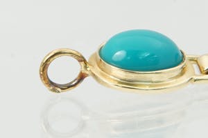 2062- elegante 14 karaats geel-gouden armband gezet met turkoois edelstenen. kopen? Bied vanaf 210!