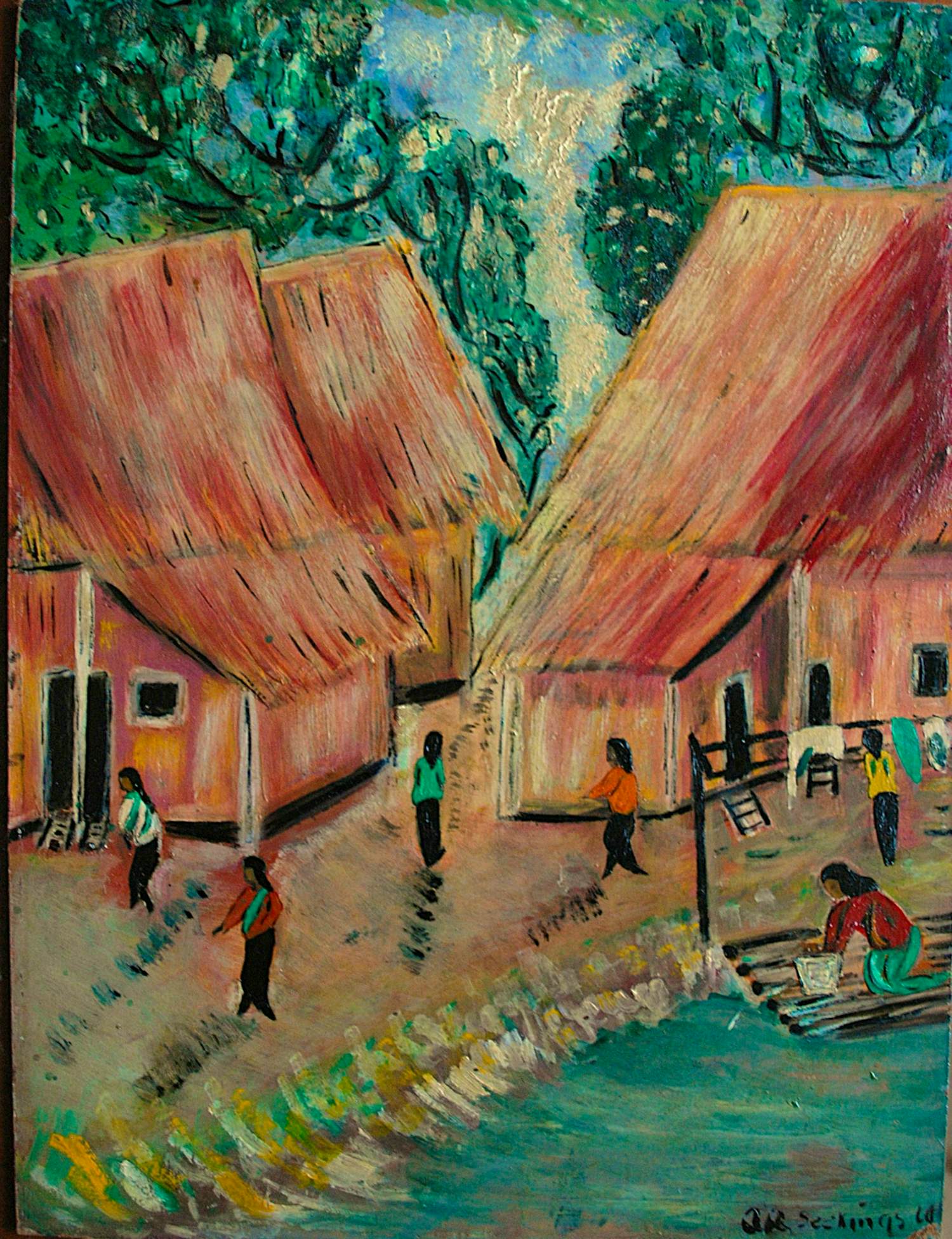 Aquilla Agnes Seekings - Singapore/Maleisië - olieverfschilderij ca. 1966 kopen? Bied vanaf 75!