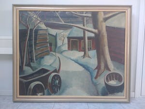 Hubert Bekman - Winterlandschap boerderij Limburg - olieverf ca. 1935 kopen? Bied vanaf 650!