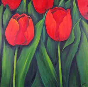 Gabriela Stroe - Olieverf op doek, Tulpen (Groot) verkocht voor € 60!