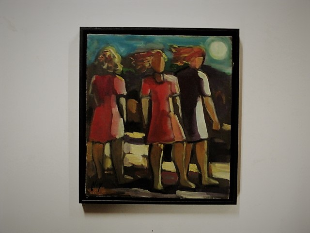 Nei Cardoso - Fraai Acrylverf "3 vrouwen in maanlicht " Brazilie Naïeve Kunst - gesigneerd kopen? Bied vanaf 1!