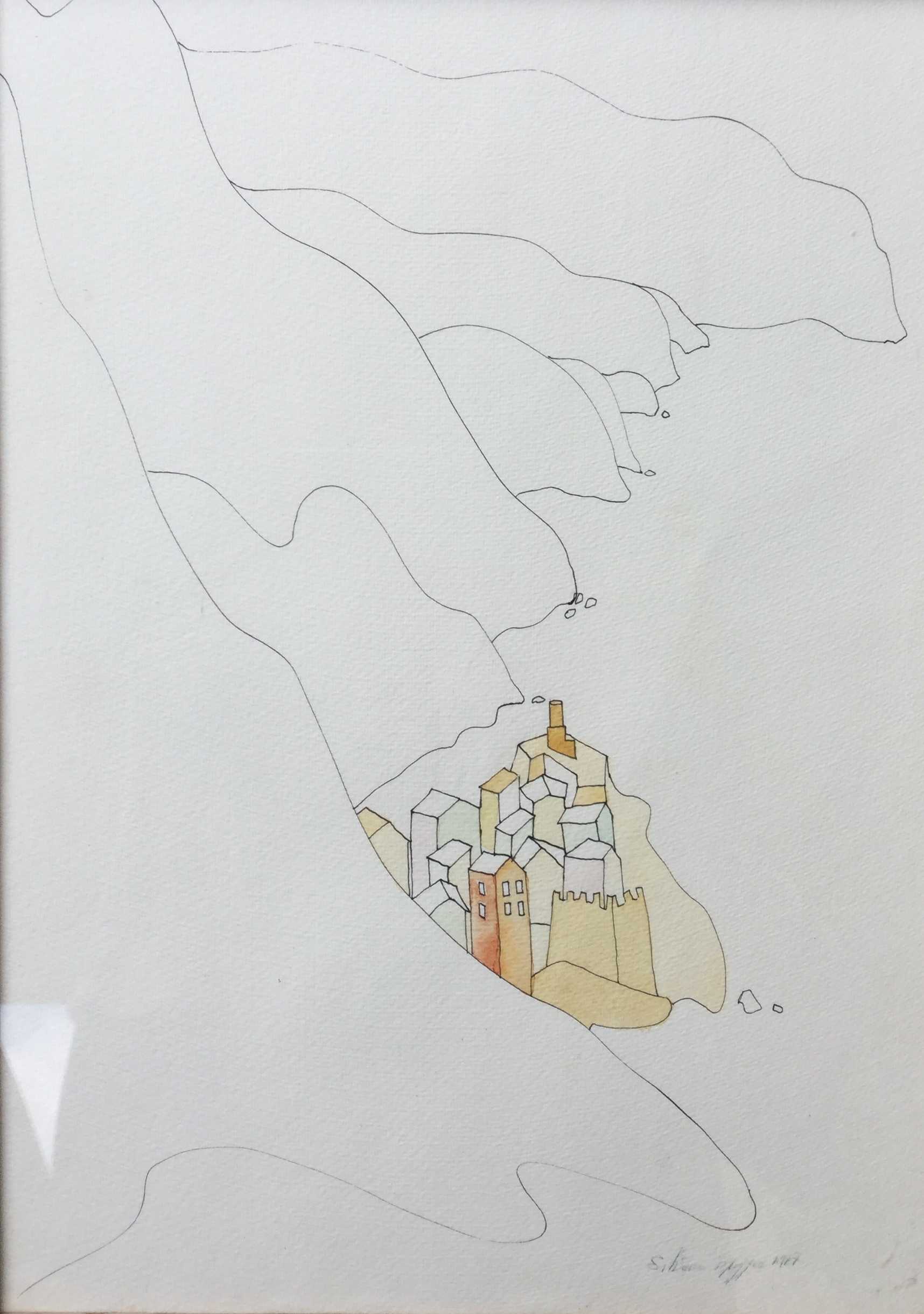 Niet of onleesbaar gesigneerd - C2232-13 - Dorpje aan de voet van een berg kopen? Bied vanaf 1!