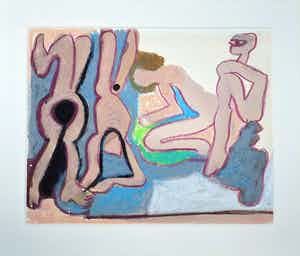 Ed Dukkers - Fantasievoorstelling met diverse figuren. verkocht voor € 95!