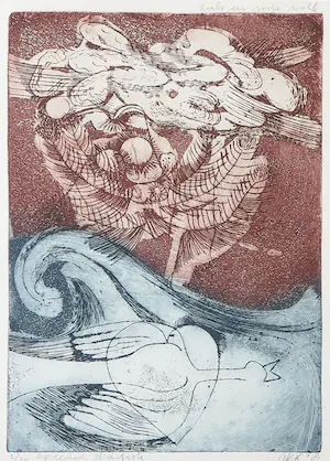 Kees Okx - Ets, Zonder titel - Ingelijst kopen? Bied vanaf 1!