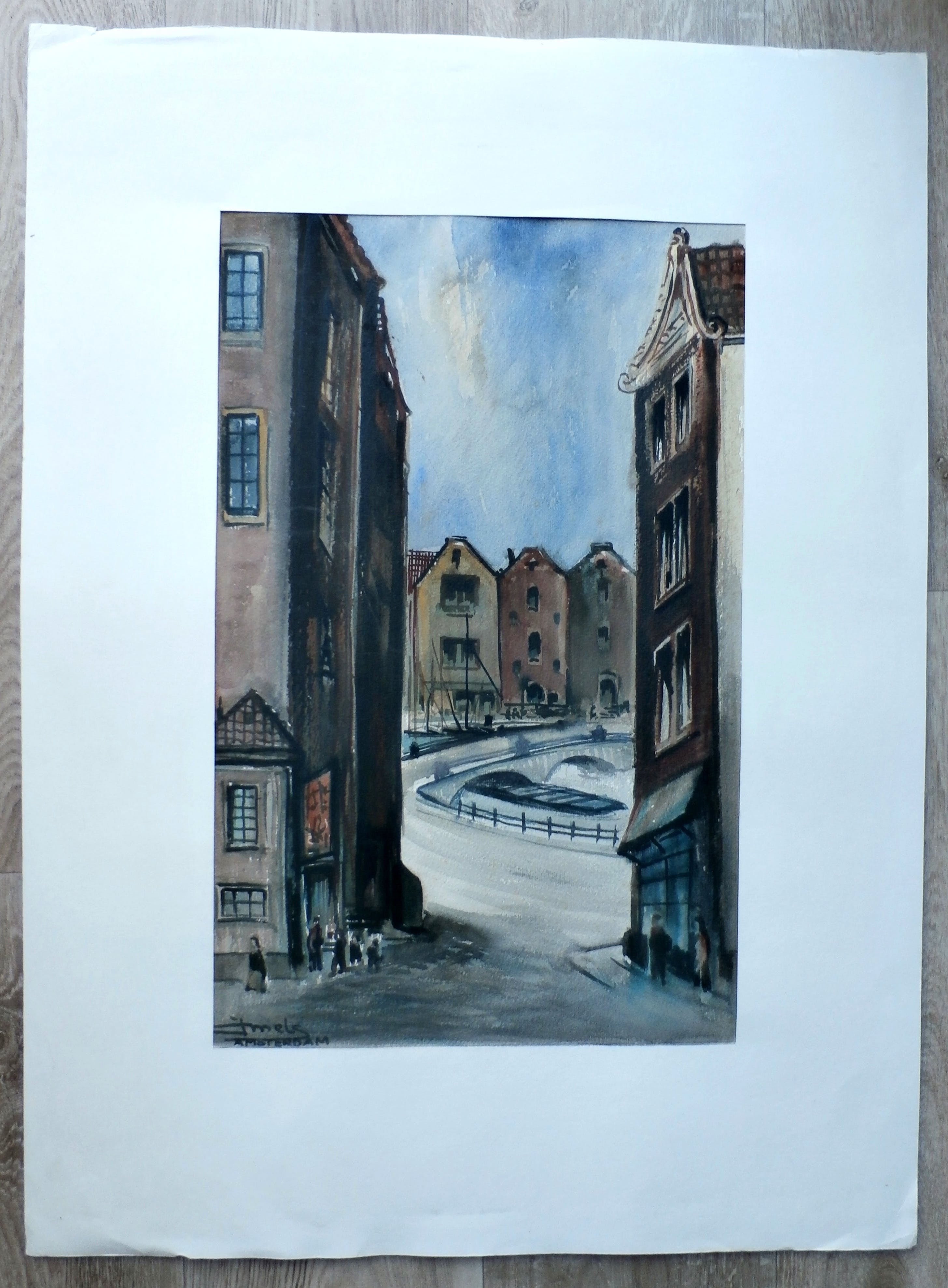 Jacques Mels - Aquarel: Amsterdam kopen? Bied vanaf 50!