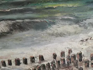 Niet of onleesbaar gesigneerd - Prachtig zicht op de golfbreker van Knokke kopen? Bied vanaf 1!