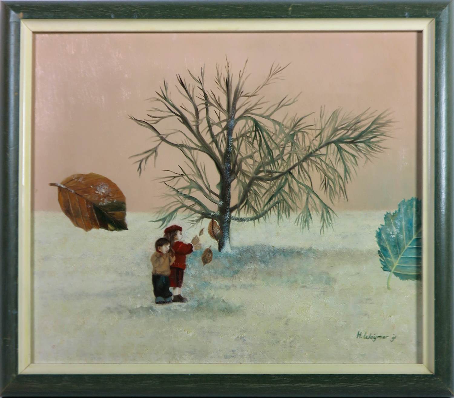 Henryette Weimar-Schultz - Olieverf op paneel , Winterspel II - Ingelijst kopen? Bied vanaf 50!