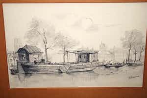 Theodor Koch - Coolsingel Rotterdam, voor de demping - potloodtekening verkocht voor € 40!