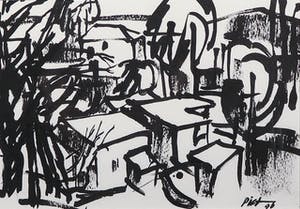 Piet Snoeren - Inkttekening, Abstract - Ingelijst kopen? Bied vanaf 1!