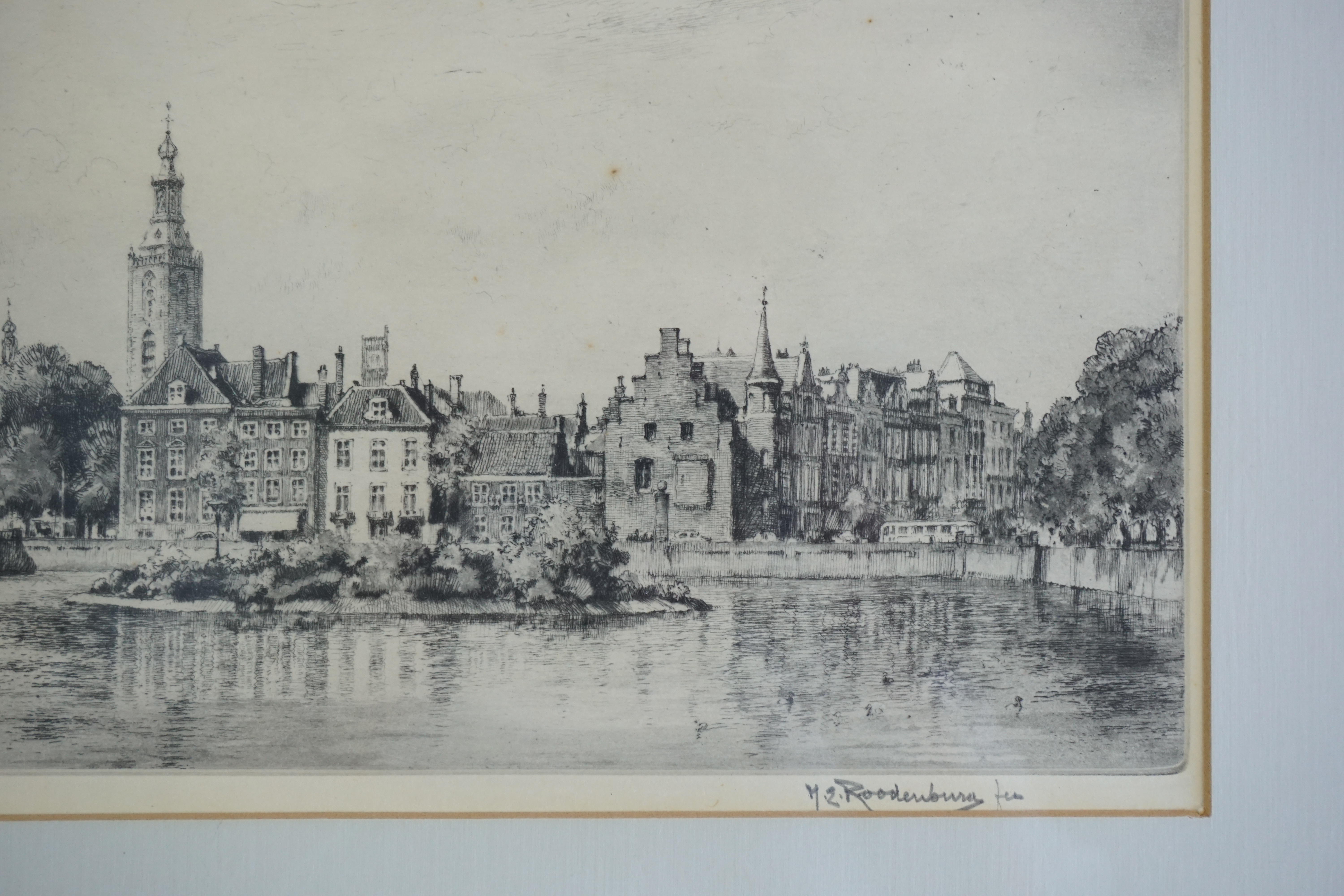 Hendrikus Roodenburg - Ets - Den Haag, Hofvijver - 1960 kopen? Bied vanaf 75!