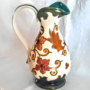 Plateelbakkerij Zuid-Holland - Keramikkrug Keramikvase Art Deco Modell 4812 Dekor "Godelin" 50er Jahre kaufen? Bieten Sie von 60!