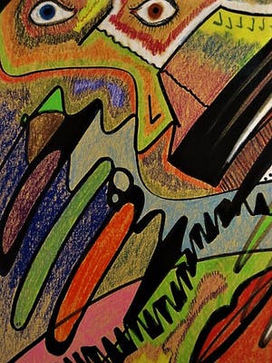 Paul de Lussanet - Figuratief Abstract Pastel "Compositie met Fantasiedier " gesigneerd 1974 kopen? Bied vanaf 1!