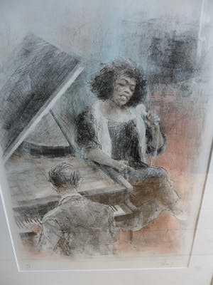 Piet Klaasse - Ingelijste litho , Sarah Vaughan – gesigneerd - 1992 kopen? Bied vanaf 80!