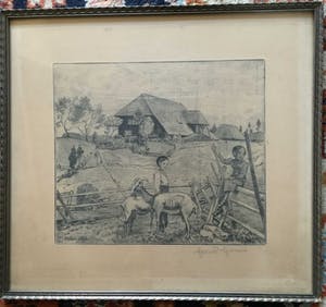 Hans Thoma - C4483-50, ets, kinderen met geitje kopen? Bied vanaf 100!